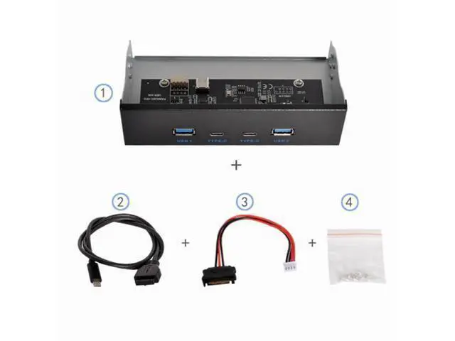Alt view image 5 of 7 - SM USB-C & USB 3.0 HUB 4 Ports Front Panel to Motherboard 20Pin Connector Cable for 5.25" CD-ROM Bay
