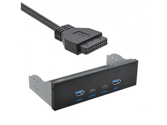 Alt view image 7 of 7 - SM USB-C & USB 3.0 HUB 4 Ports Front Panel to Motherboard 20Pin Connector Cable for 5.25" CD-ROM Bay