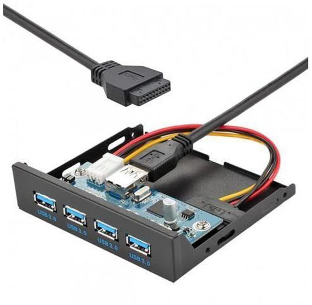 Alt view image 5 of 6 - HKCY U3-096 USB 3.0 HUB 4 Ports Front Panel to Motherboard 20Pin Connector Cable for 3.5" Floppy Bay