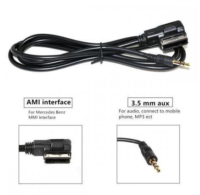 Alt view image 5 of 7 - AMI MDI to 3.5mm Audio AUX Male Music Cable Compatible with Benz 2008-2016 Music Interface 1.3m