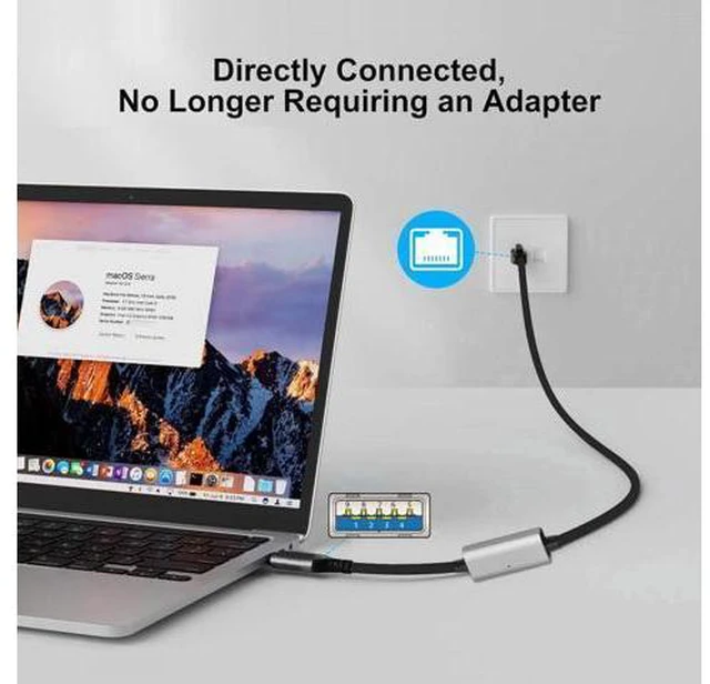 Alt view image 7 of 7 - USB to Ethernet Cable USB3.0 Type-A to RJ45 Male Cord Directly Connected 1000Mbps Gigabit LAN Network Compatible with USB2.0