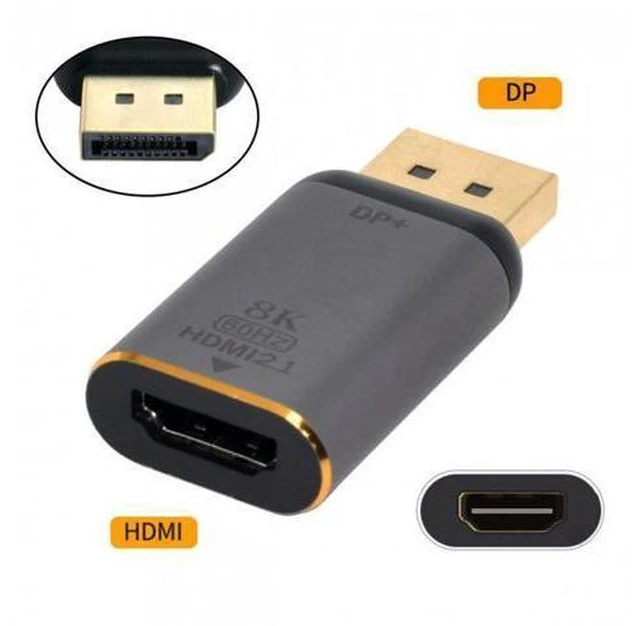 Alt view image 2 of 7 - SM DisplayPort 1.4 Source to HDMI 2.0 Display 8K 60hz UHD 4K DP to HDMI Male Monitor Adapter Connector
