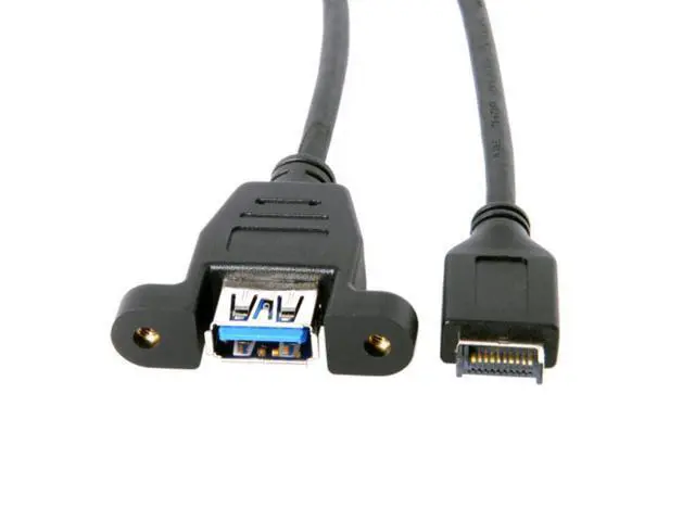 Alt view image 3 of 6 - USB 3.1 Front Panel Header to USB 3.0 Type-A Female Extension Cable 50cm Panel Mount Type UC-060