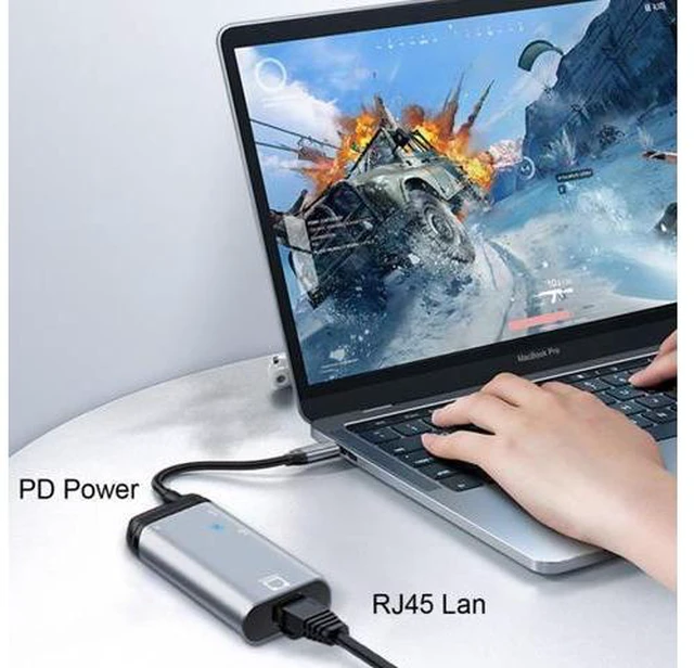 Alt view image 5 of 5 - SM USB-C Type-C USB3.1 to 1000Mbps Gigabit Ethernet Network LAN Adapter with Female PD Power Port