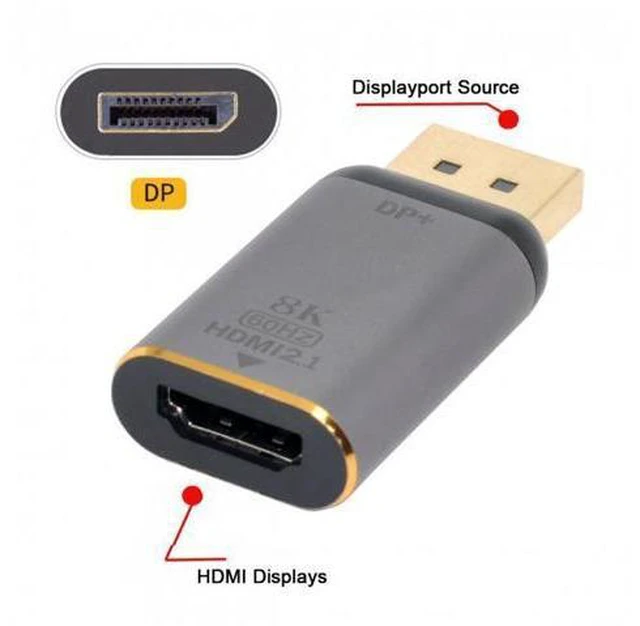 Alt view image 4 of 7 - SM DisplayPort 1.4 Source to HDMI 2.0 Display 8K 60hz UHD 4K DP to HDMI Male Monitor Adapter Connector