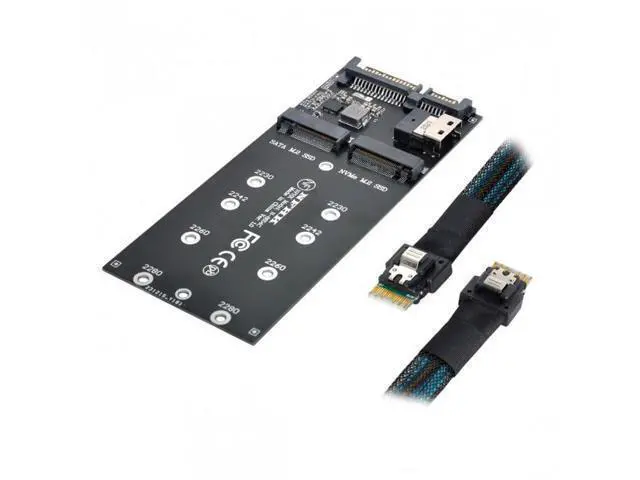 Alt view image 3 of 7 - SFF-8654 Cable & Card U2 Kit NGFF M-Key to Slimline SAS NVME PCIe SSD SATA Adapter for Mainboard