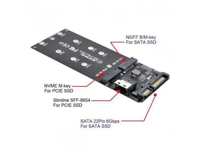 Alt view image 4 of 7 - SFF-8654 Cable & Card U2 Kit NGFF M-Key to Slimline SAS NVME PCIe SSD SATA Adapter for Mainboard