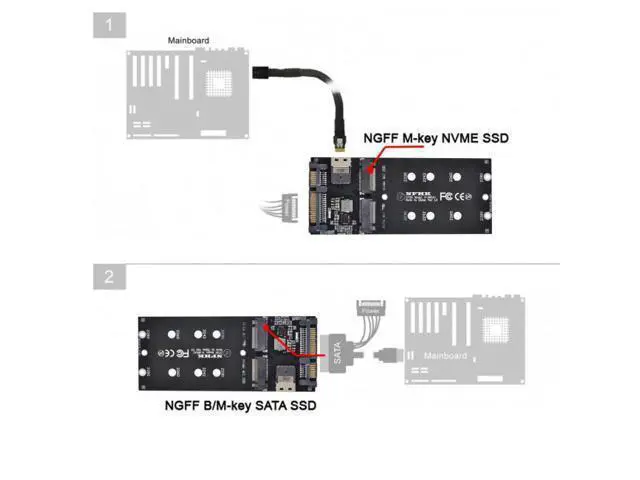 Alt view image 5 of 7 - SFF-8654 Cable & Card U2 Kit NGFF M-Key to Slimline SAS NVME PCIe SSD SATA Adapter for Mainboard