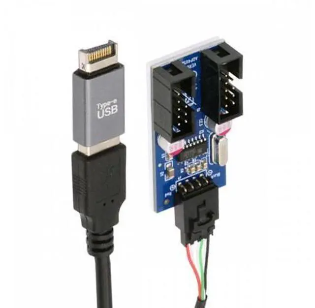 Main image of USB 3.1 Front Panel Header Male Type-E to USB 2.0 Type-A Male 1 to 2 Female Motherboard 9pin 10pinHeader HUB Adapter Port Multiplier