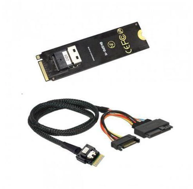 Alt view image 2 of 7 - NGFF M-Key NVME to SFF-8654 Slimline SAS Card Adapter and U.2 U2 SFF-8639 NVME PCIe SSD Cable for Mainboard SSD