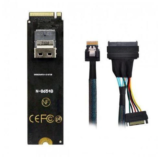 Alt view image 3 of 7 - NGFF M-Key NVME to SFF-8654 Slimline SAS Card Adapter and U.2 U2 SFF-8639 NVME PCIe SSD Cable for Mainboard SSD