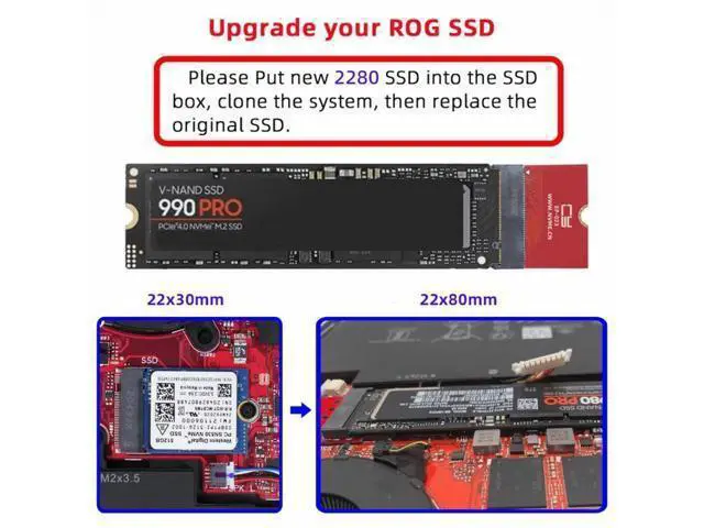Alt view image 6 of 7 - NVME M-Key 22x30mm to 22x80mm NGFF Extension SSD Upgrade Adapter Compatible with ROG Flow X13 Gamings Laptop