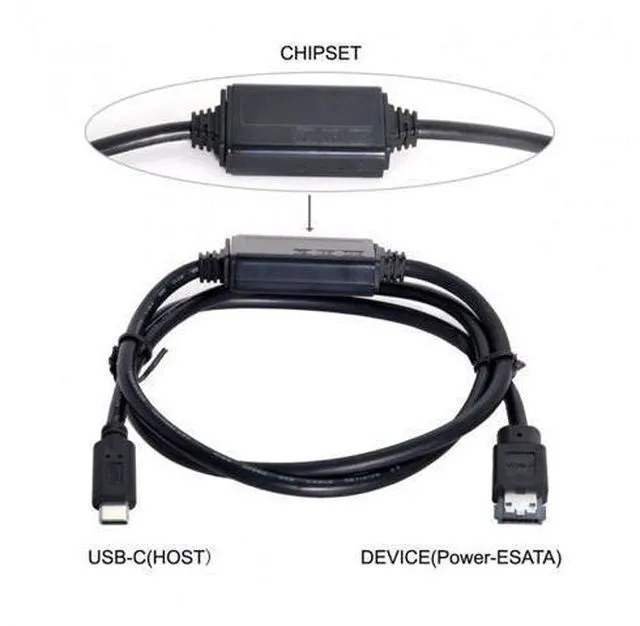 Alt view image 3 of 6 - USB-C Type-C to Power Over eSATA DC5V Adapter USB3.0 to HDD/SSD/ODD eSATAp Converter