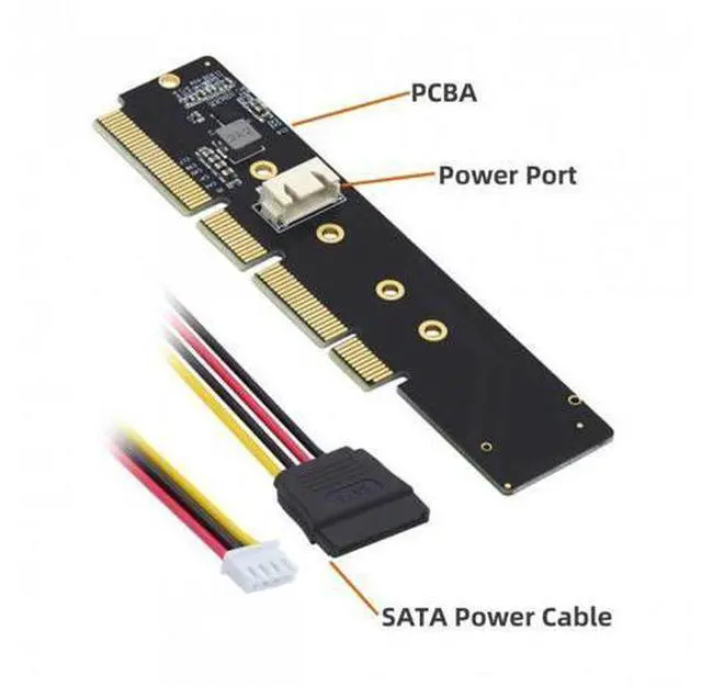 Alt view image 4 of 7 - NGFF M.2 M-key NVME AHCI SSD to PCI-E 3.0 16X 8X 4X Power Adapter Low Profile Height 3cm for 110mm 80mm SSD 1U Server