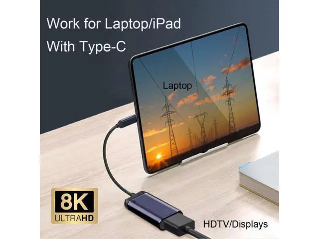 Alt view image 7 of 7 - HKCY UC-006-H8K USB4 USB-C Type-C Source to Female HDMI 2.1 Cable Display 8K 60HZ UHD 4K HDMI Male Monitor
