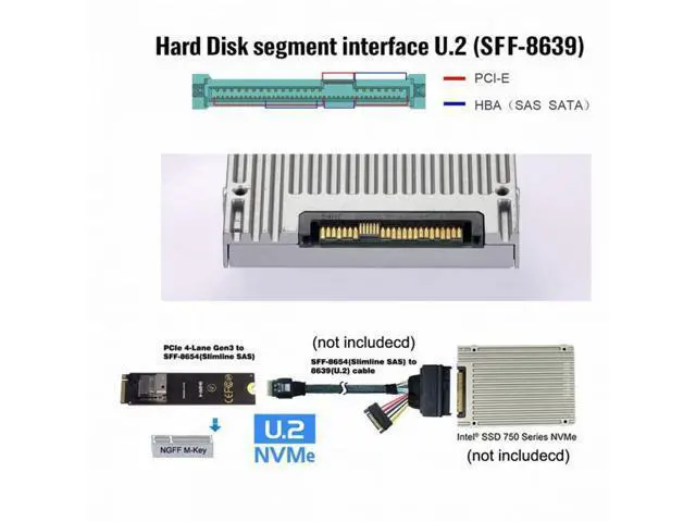 Alt view image 5 of 7 - NGFF M-Key NVME to U.2 U2 Kit SFF-8639 to SFF-8654 Slimline SAS PCIe SSD Adapter for Mainboard