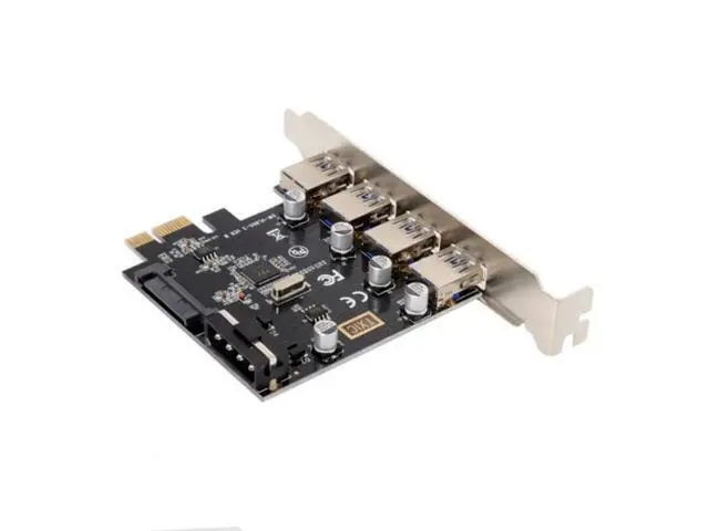Alt view image 2 of 6 - SM 4 Ports PCI-E to USB 3.0 HUB PCI Express Expansion Card Adapter 5Gbps for Motherboard