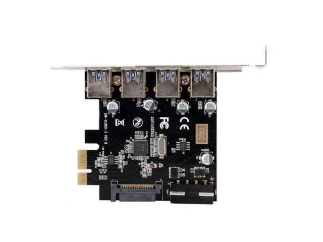 Alt view image 5 of 6 - SM 4 Ports PCI-E to USB 3.0 HUB PCI Express Expansion Card Adapter 5Gbps for Motherboard