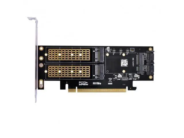 Alt view image 2 of 5 - PCI Express PCI-E 3.0 & Dual SATA to NGFF NVME MSATA M-Key B/M-key SSD Card Adapter 3in1