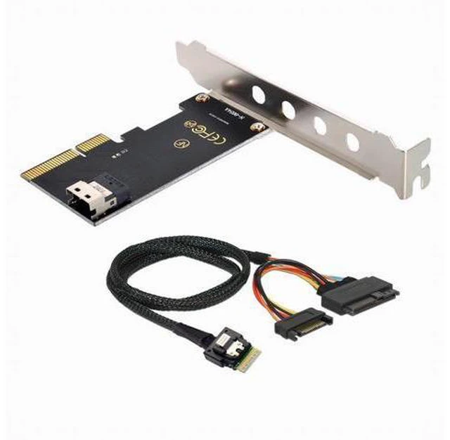 Alt view image 3 of 7 - PCI-E 3.0 4.0 to SFF-8654 Slimline SAS Card Adapter and U.2 U2 SFF-8639 NVME PCIe SSD Cable for Mainboard SSD