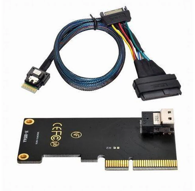 Alt view image 4 of 7 - PCI-E 3.0 4.0 to SFF-8654 Slimline SAS Card Adapter and U.2 U2 SFF-8639 NVME PCIe SSD Cable for Mainboard SSD