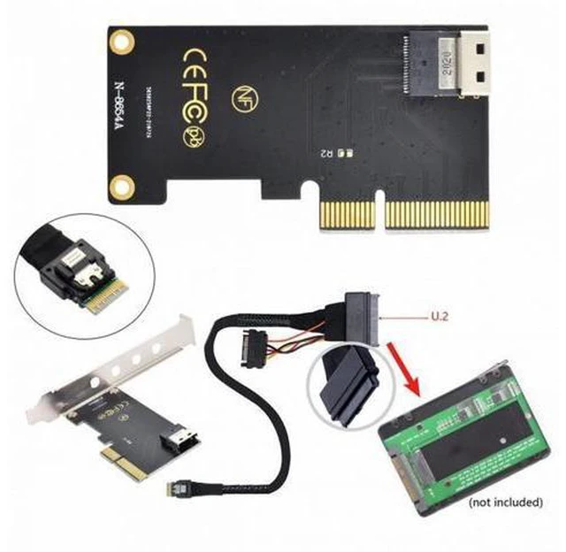 Alt view image 6 of 7 - PCI-E 3.0 4.0 to SFF-8654 Slimline SAS Card Adapter and U.2 U2 SFF-8639 NVME PCIe SSD Cable for Mainboard SSD
