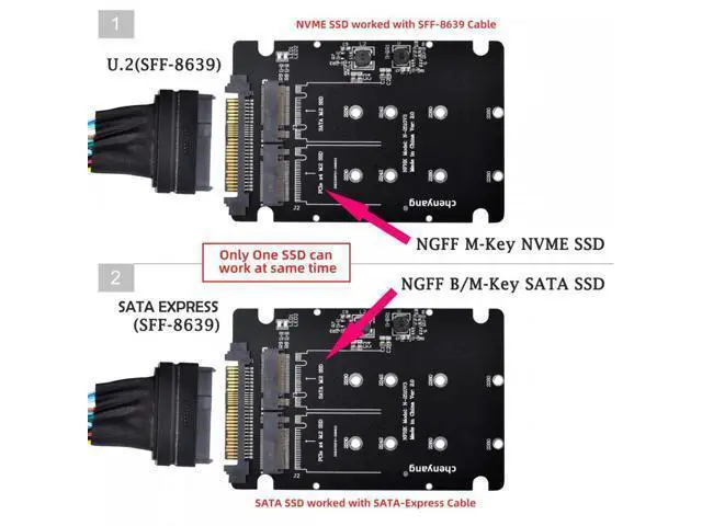 Alt view image 4 of 7 - SFF-8639 NVME U.2 to Combo NGFF M.2 M-key SATA PCIe SSD Adapter for Mainboard Compatible with SSD 750 p3600 p3700