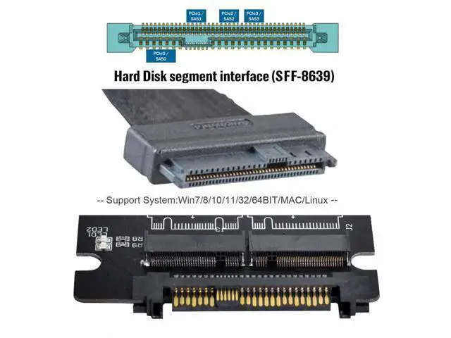 Alt view image 7 of 7 - SFF-8639 NVME U.2 to Combo NGFF M.2 M-key SATA PCIe SSD Adapter for Mainboard Compatible with SSD 750 p3600 p3700