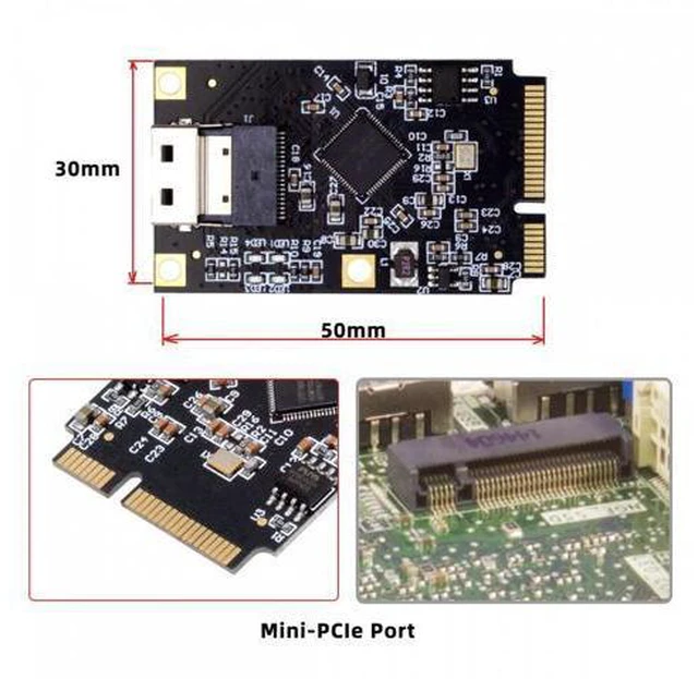 Alt view image 5 of 7 - Mini PCI-E PCI Express to Slimline SFF-8654 SATA 3.0 Four Ports Adapter Converter 6Gbps Disk Extension Card for SSD