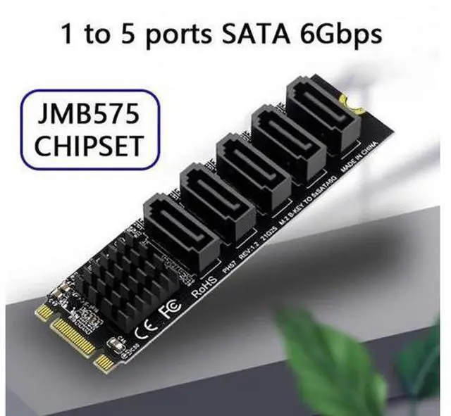 Main image of NGFF Key B+M to SATA 3.0 6Gbps 5 Ports Adapter Converter Port Multiplier Selector JMB575 2280