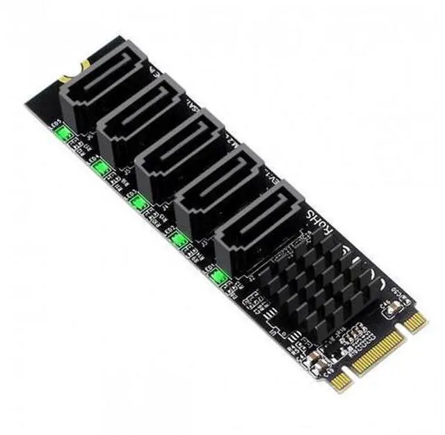 Alt view image 5 of 5 - NGFF Key B+M to SATA 3.0 6Gbps 5 Ports Adapter Converter Port Multiplier Selector JMB575 2280