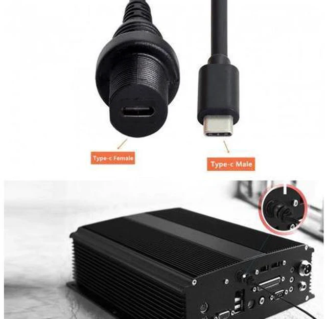Alt view image 5 of 6 - HKCY UC-043 Waterproof USB-C Type-C USB 3.1 Extension Flush Car Mount Extension Cable for Dashboard Panel