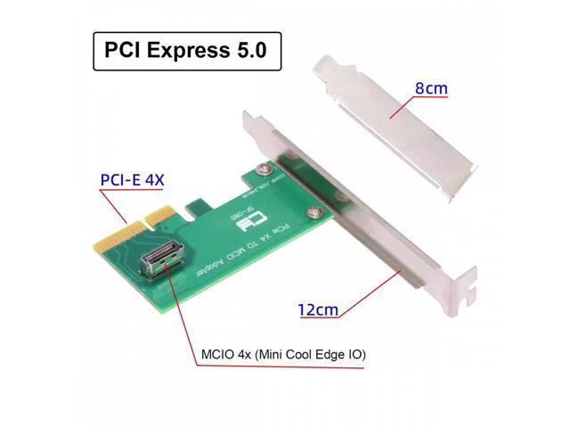 Alt view image 2 of 7 - PCI-Express 5.0 4.0 4X to MCIO Mini Cool Edge IO Female Host Adapter for PCIe Nvme U.2 SSD