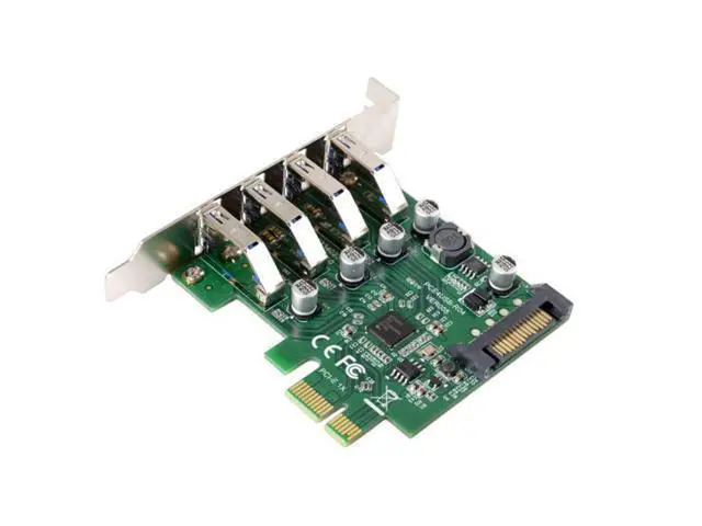 Alt view image 3 of 7 - SM Low Profile 4 Ports PCI-E to USB 3.0 HUB PCI Express Expansion Card Adapter 5Gbps for Motherboard