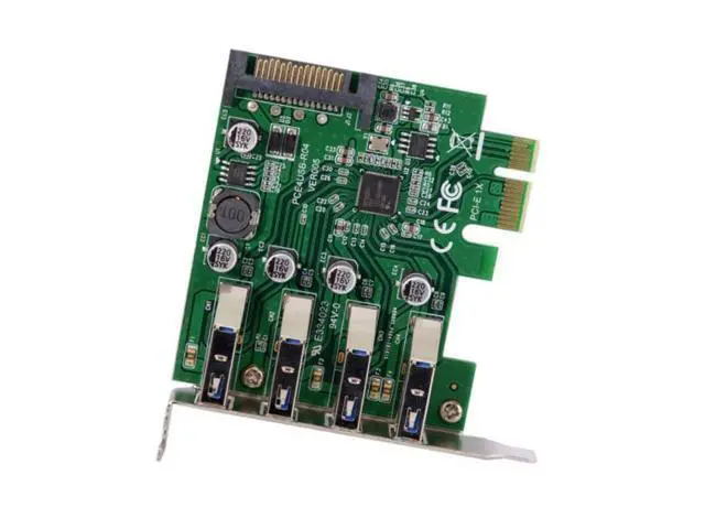 Alt view image 7 of 7 - SM Low Profile 4 Ports PCI-E to USB 3.0 HUB PCI Express Expansion Card Adapter 5Gbps for Motherboard