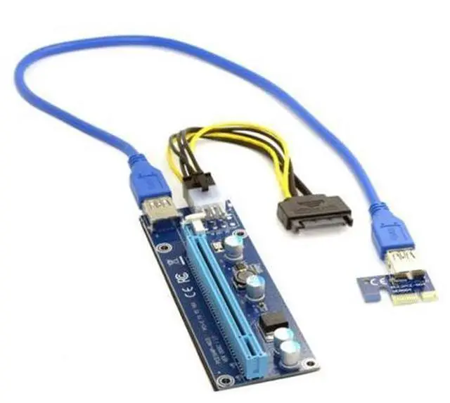 Main image of HKCY EP-037 PCI-E 1x to 16x Mining Machine Enhanced Extender Riser Adapter with USB 3.06Pin Power Cable