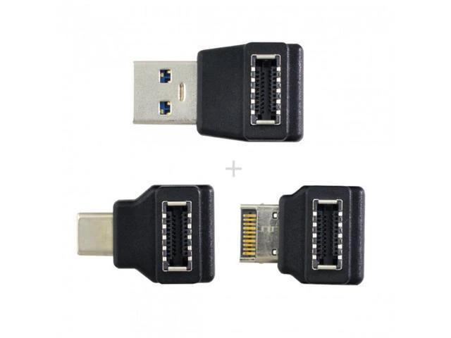 Alt view image 6 of 6 - HKCY UC-013 3pcs USB 3.1 Front Panel Header Female Type-E to Male Type-AType-C USB-C Motherboard Extension Data Angled Adapter