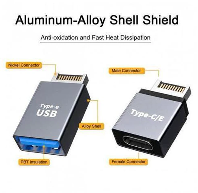 Alt view image 3 of 7 - HKCY UC-010 2pcs USB 3.1 Front Panel Header Male Type-E to Type-AType-C USB-C Motherboard Extension Data Adapter