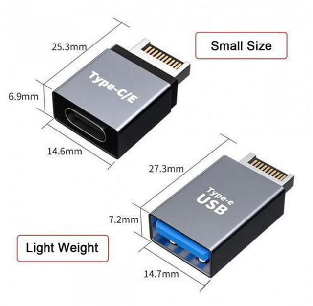 Alt view image 4 of 7 - HKCY UC-010 2pcs USB 3.1 Front Panel Header Male Type-E to Type-AType-C USB-C Motherboard Extension Data Adapter