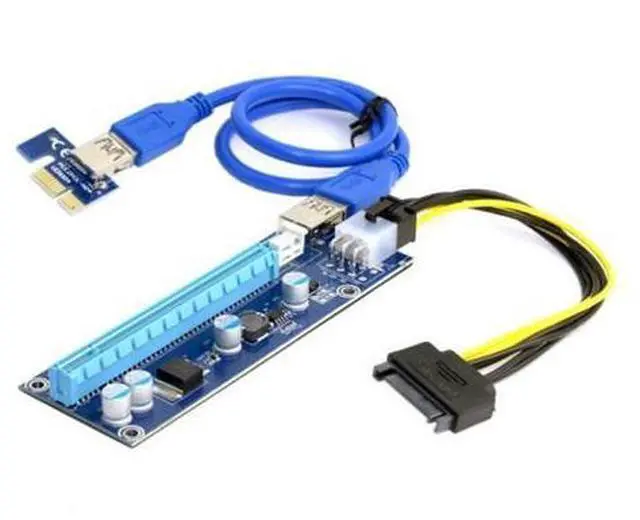 Alt view image 2 of 7 - HKCY EP-037 PCI-E 1x to 16x Mining Machine Enhanced Extender Riser Adapter with USB 3.06Pin Power Cable