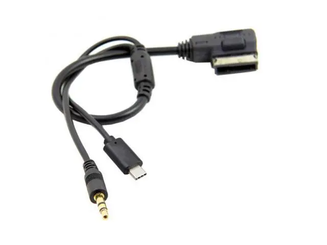 Alt view image 2 of 7 - HKCY CA-036 Media In AMI MDI to Stereo 3.5mm AudioUSB-C Aux Adapter Cable For Car VW AUDI 2014 A4 A6 Q5 Q7