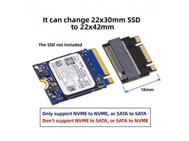 Alt view image 3 of 7 - HKCY SA-047 NGFF B+M Key NVME M-Key 22x30mm to 22x42mm Male to Female Extension Adapter for 2230 2242 SSD