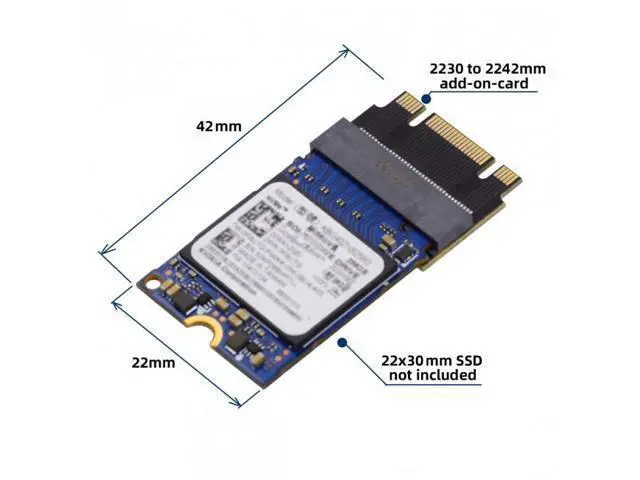 Alt view image 4 of 7 - HKCY SA-047 NGFF B+M Key NVME M-Key 22x30mm to 22x42mm Male to Female Extension Adapter for 2230 2242 SSD