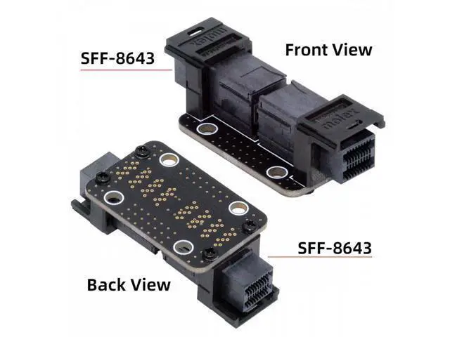 Alt view image 3 of 7 - PCI-Express 4.0 Mini SAS HD SFF-8643 Female to SFF-8643 Female PCBA Coupler Adapter Extender