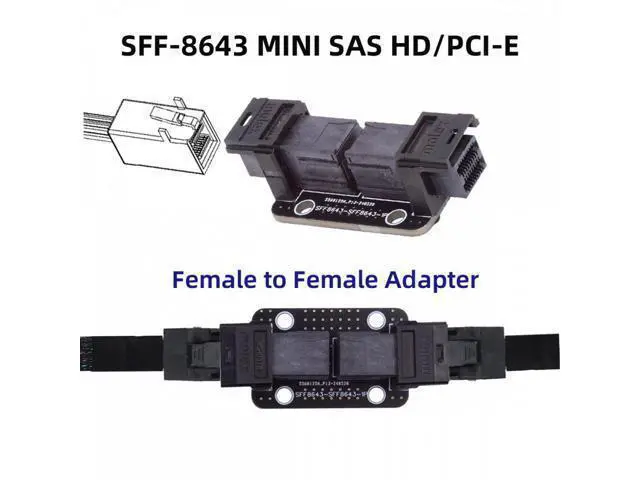Alt view image 7 of 7 - PCI-Express 4.0 Mini SAS HD SFF-8643 Female to SFF-8643 Female PCBA Coupler Adapter Extender