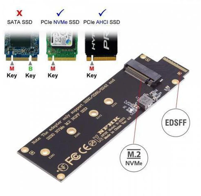 Alt view image 6 of 7 - NVMe NGFF M-key 4X to PCI-E Ruler 1U GEN-Z EDSFF Short SSD E1.S Host Carrier Adapter