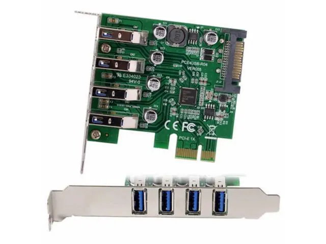 Alt view image 2 of 7 - Low Profile 4 Ports PCI-E to USB 3.0 HUB PCI Express Expansion Card Adapter 5Gbps for Motherboard