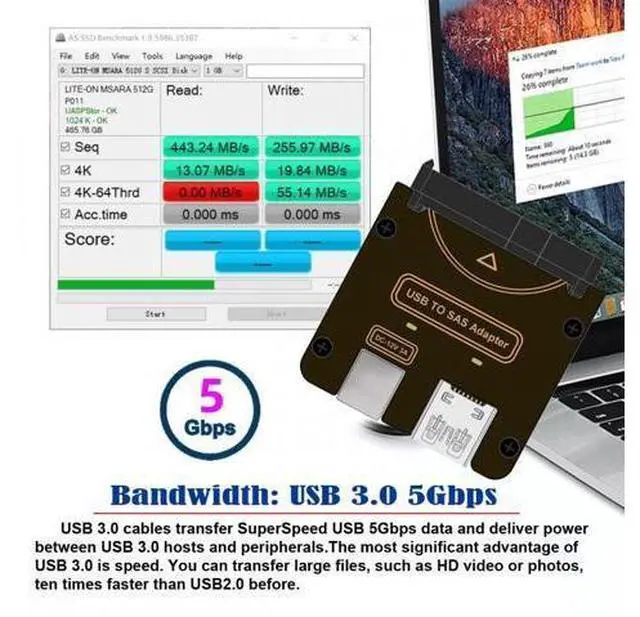 Alt view image 7 of 7 - SFF-8482 SAS 29Pin to USB Type-C & Type-A 5Gbps Hard Disk Drive Raid Adapter with Chipset and Power Port (Need 12V/3A Power Supply)