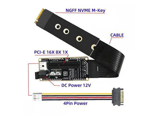Alt view image 2 of 7 - M.2 NGFF NVMe M-Key to PCI-E X1 X4 X8 X16 Cable Graphics Card Extension Adapter PCI-Express for M2 2260 2280