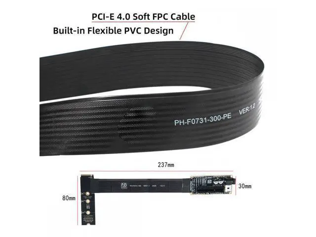 Alt view image 7 of 7 - M.2 NGFF NVMe M-Key Right Angled Type 90 Degree to PCI-E X1 X4 X8 X16 Cable Graphics Card Extension Adapter PCI-Express for M2 2260 2280